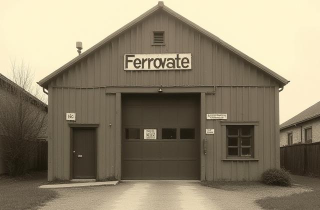 Historisches Archivbild des ersten Ferrovate-Werkstattgebäudes